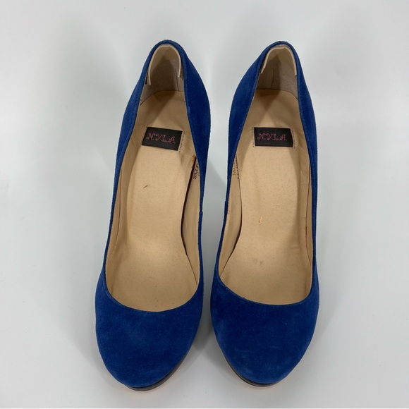 N.Y.L.A blue Jacie shoe high heel size 6.5 leather upper - Picture 4 of 10